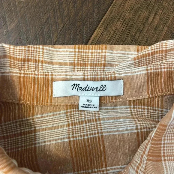Madewell Short-Sleeve Tie-Front Top in Colwell Plaid - Picture 11 of 13
